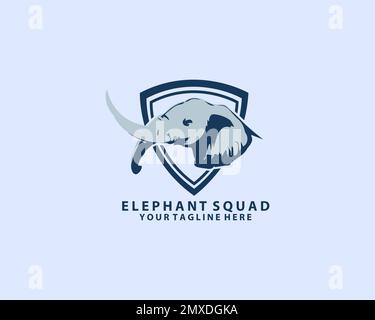 Elefantenmaskottchen-Logo-Vektor mit modernem Illustrationskonzept für Abzeichen-, Emblem- und T-Shirt-Druck. Elefantenkopf im Schild für die espo Stock Vektor