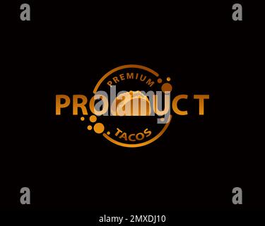 Stilisierte heiße, frisch gemachte mexikanische Taco-Logo-Vorlage, Vektordarstellung isoliert auf weißem Hintergrund. Kreative zweifarbige, scharfe und würzige mexikanische Küche Stock Vektor