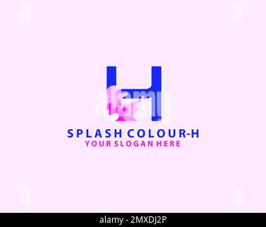 Logo mit Buchstabe H, Wasser, Spritzer, Wellen Stock Vektor