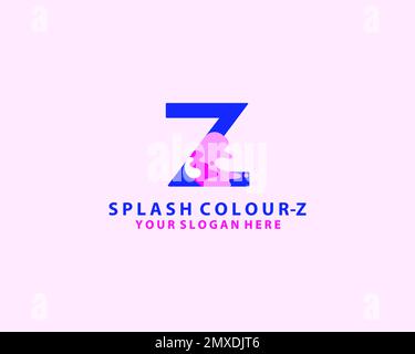 Anfangsbuchstabe Z mit Molekülelement. Design-Konzept für Labor, Flüssigkeit, Atom. Vektor mit Punkten und Blasen entwerfen. Perfekt für Technologie, digital, Softtwa Stock Vektor