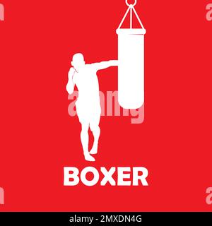 Logo-Design mit Vektorgrafik für Boxer und Lochtasche Stock Vektor