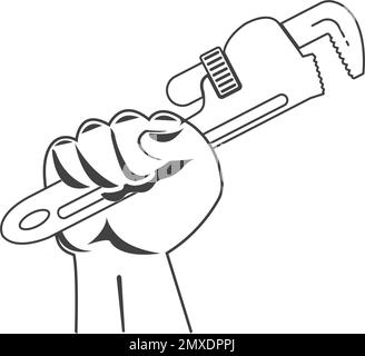 Schraubenschlüssel in der Hand Symbol Vektordarstellung Logo-Design. Stock Vektor