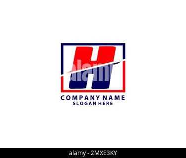 Modernes Logo mit dem ersten Buchstaben „H Cut“. Einfaches Symbol, Vorlagendesign Stock Vektor