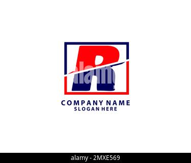 Anfangsbuchstabe R im Feld Cut-Off-Vector-Logo Stock Vektor