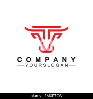 Bull Monoline Logo Design Vektorvorlage Stock Vektor