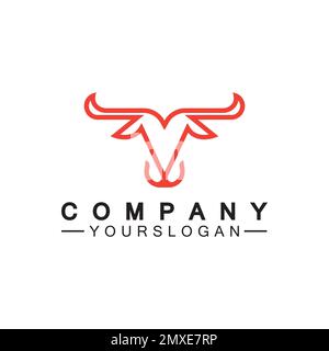 Bull Monoline Logo Design Vektorvorlage Stock Vektor