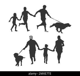 Familie mit Hundesilhouetten -V02 Stock Vektor