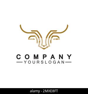 Bull Monoline Logo Design Vektorvorlage Stock Vektor