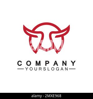 Bull Monoline Logo Design Vektorvorlage Stock Vektor