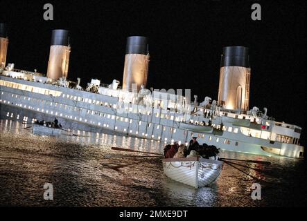 Titanic-Rettungsboot-Szene Stockfoto