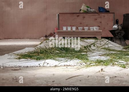 Ich studierte Tischlerei in Finnland und wurde gebeten, nach Äthiopien zu gehen. Alle Porträts und die Menschen sind das Personal der Fabrik. Nette Leute und die Sonne scheint viel. Holzbearbeitung in Afrika Stockfoto