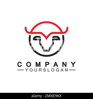 Bull Monoline Logo Design Vektorvorlage Stock Vektor