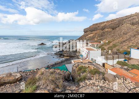 Blick auf El Puertito de los Molinos an der Westküste der Insel Fuertventura. Stockfoto