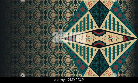 Hintergrund mit geometrischen Ziermustern (Folk Art) – dekorative Illustrationen, Vintage, Antique, Ancient, Old, Traditionell, Kultur, Tapeten, Stockfoto