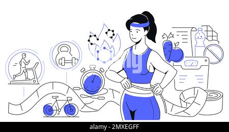 Fitness - moderne, farbenfrohe Linienführung Stock Vektor