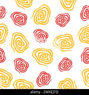 Nahtloses rotes und gelbes Vektormuster. Vektorbild auf weißem Hintergrund. Stock Vektor