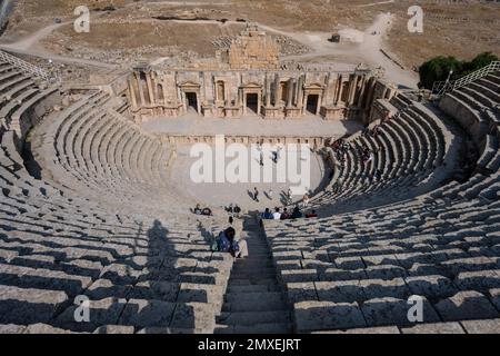 Gerasa Roman Southern oder South Theater in Jerash, Jordanien Stockfoto