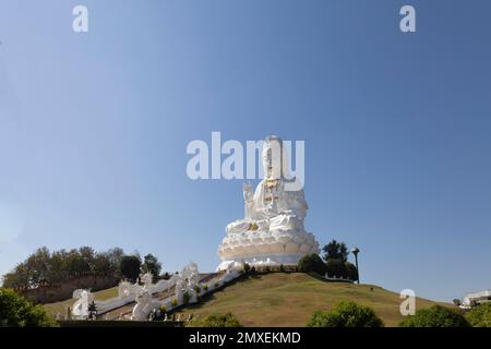 Great Guan Yin Statuey im Wat huay pla kang Tempel, Chiang Rai Thailand. Stockfoto