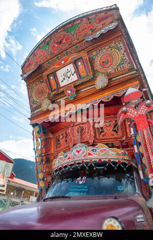 Painted Trucks, Kalam, SWAT Valley, Pakistan Stockfoto