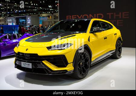 Bangkok, Thailand - 7. Dezember 2022: Lamborghini URUS vorgestellt auf der Motor Expo 2022 Stockfoto