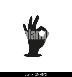 OK Hand schwarzes Symbol, Vektor OK-Symbol isoliert auf weiß. Stock Vektor