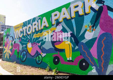 England, Hampshire, Portsmouth, Victoria Park Wall Mural *** Lokale Beschriftung *** UK,United Kingdom,Great Britain,England,English,British,Hampsh Stockfoto