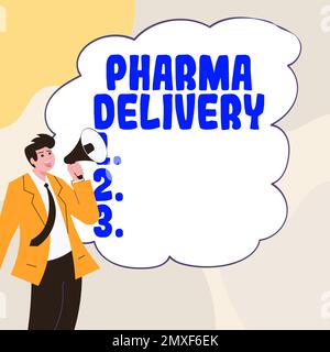 Schreiben mit Text Pharma Delivery, Konzept, das bedeutet, dass Sie Ihre Rezepte direkt von der Apotheke erhalten Stockfoto