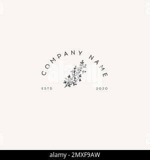 Logo Mystische Zweige und Blätter. Mystisch, Alchemie, okkultes Konzept. Stock Vektor