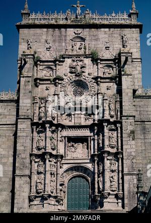 FACHADA DE LA IGLESIA DE SANTA MARIA LA MAYOR - SIGLO XVI - ESTILO PLATERESCO - FOTO AÑOS 60. VERFASSER: CORNELIUS DE HOLANDA/CORNELIS DE HOLANDA. LAGE: IGLESIA DE SANTA MARIA LA MAYOR. Pontevedra. SPANIEN. Stockfoto