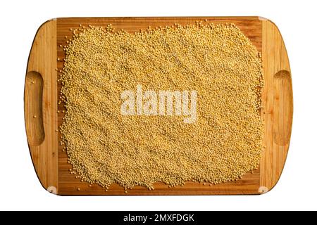 Gelber Hirse-Hintergrund. Die Aussicht von oben Stockfoto