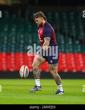 Cardiff, Wales. 03. Februar 2023. 3. Februar 2023; Fürstentum Stadion, Cardiff, Wales: Six Nations International Rugby Wales versus Ireland Captains Run; Andrew Porter of Ireland during the Captains Run Credit: Action Plus Sports Images/Alamy Live News Stockfoto