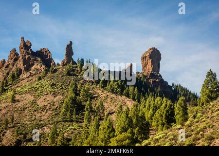 Berg Roque Nublo im Roque Nublo Rural Park, Gran Canary, Kanarische Inseln, Spanien Stockfoto