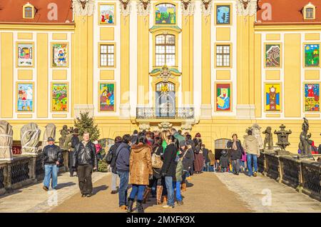 Eindrücke vom Schloss Moritzburg bei Dresden während der Winterausstellung Cinderella am 29. Dezember 2012. Stockfoto