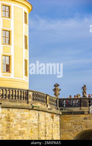 Eindrücke vom Schloss Moritzburg bei Dresden während der Winterausstellung Cinderella am 29. Dezember 2012. Stockfoto