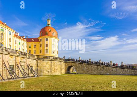 Eindrücke vom Schloss Moritzburg bei Dresden während der Winterausstellung Cinderella am 29. Dezember 2012. Stockfoto