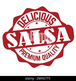 Salsa-Etikett oder -Stempel auf weißem Hintergrund, Vektordarstellung Stock Vektor