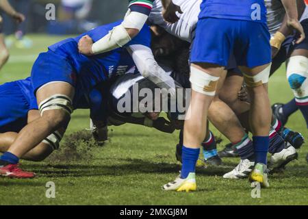 Treviso, Italien. 03. Februar 2023. David Odiase 2023 U20 - Italien gegen Frankreich, Rugby Six Nations-Spiel in Treviso, Italien, Februar 03 2023 Kredit: Independent Photo Agency/Alamy Live News Stockfoto