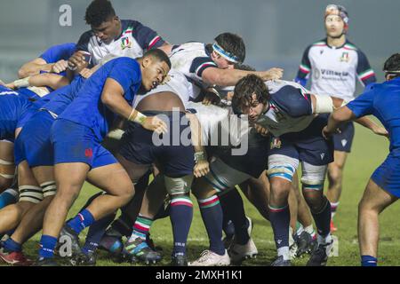 Treviso, Italien. 03. Februar 2023. Ein Hammer von Italien im Jahr 2023 U20 - Italien gegen Frankreich, Rugby Six Nations Match in Treviso, Italien, Februar 03 2023 Kredit: Independent Photo Agency/Alamy Live News Stockfoto