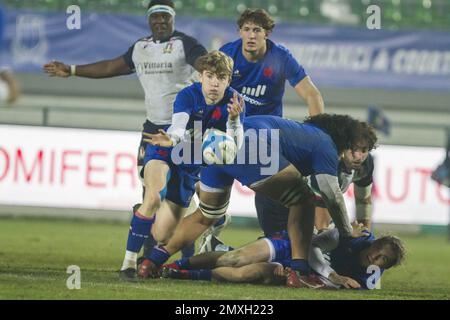 Treviso, Italien. 03. Februar 2023. Simon Tarel im Jahr 2023 U20 - Italien gegen Frankreich, Rugby Six Nations-Spiel in Treviso, Italien, Februar 03 2023 Kredit: Independent Photo Agency/Alamy Live News Stockfoto