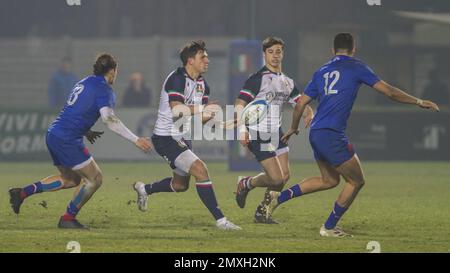 Treviso, Italien. 03. Februar 2023. Giovanni Sante 2023 U20 - Italien gegen Frankreich, Rugby Six Nations Match in Treviso, Italien, Februar 03 2023 Kredit: Independent Photo Agency/Alamy Live News Stockfoto