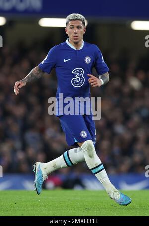 London, Großbritannien. 3. Februar 2023 Enzo Fernandez von Chelsea während des Premier League-Spiels auf der Stamford Bridge, London. Der Bildausdruck sollte lauten: David Klein / Sportimage Credit: Sportimage/Alamy Live News Stockfoto