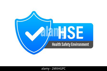 HSE - Arbeitsschutzumfeld. Arbeitssicherheit. Standard für sichere Industrie und Arbeitsplätze. Stock Vektor