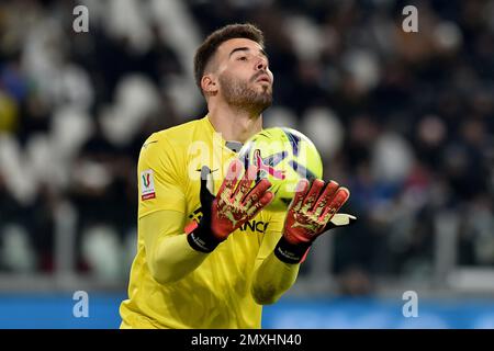 Arantes Maximiano Luis Manuel von SS Lazio rettet während des Italien Cup Fußballspiels zwischen Juventus FC und SS Lazio im Juventus Stadion in Torino (IT Stockfoto