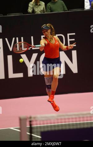 Tamara KORPATSCH (GER) während der Open 6E Sens - Metropole de Lyon, WTA 250 Tennis Turnier am 1. Februar 2023 im Palais des Sports de Gerland in Lyon, Frankreich - Photo Romain Biard / Isports / DPPI Stockfoto