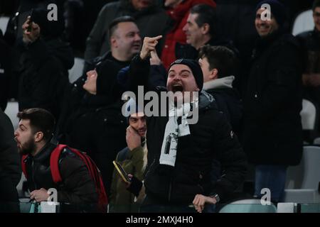 Turin, Italien. 02. Februar 2023. Juventus-Fan beim italian Cup, Fußballspiel zwischen dem FC Juventus und der SS Lazio, am 02. Februar 2023 im Allianz Stadium in Turin, Italien. Foto Nderim Kaceli Kredit: Unabhängige Fotoagentur/Alamy Live News Stockfoto