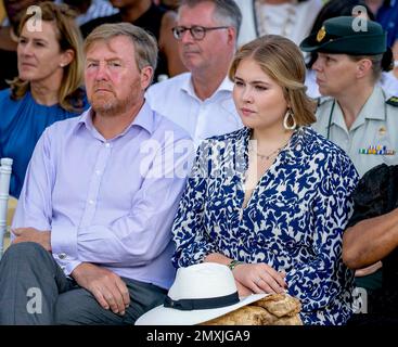 König Willem-Alexander und Prinzessin Amalia der Niederlande in Hofi Mango in Santa Cruz am 03. Februar 2023 ist die Plantage Hòfi Mango eines der vielfältigsten Naturschutzgebiete von Curacao und hat eine Größe von 24 Hektar. Die einzige Zuckerfabrik in Curacao befindet sich am 6. Tag des Besuchs der Karibik auf dem Gelände. Foto: Albert Nieboer/Netherlands OUT/Point de Vue OUT Credit: dpa Picture Alliance/Alamy Live News Stockfoto