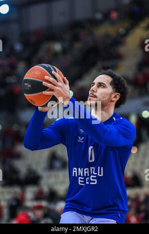0 SHANE LARKIN von Anadolu Efes während der Euroleague Runde 23, Spiel zwischen Olympiacos Piraeus und Anadolu Efes im Friedens- und Freundschaftsstadion auf F Stockfoto