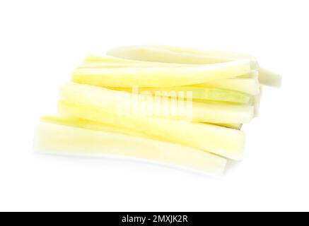 Leckere rohe Karottenstäbchen, isoliert auf Weiß Stockfoto