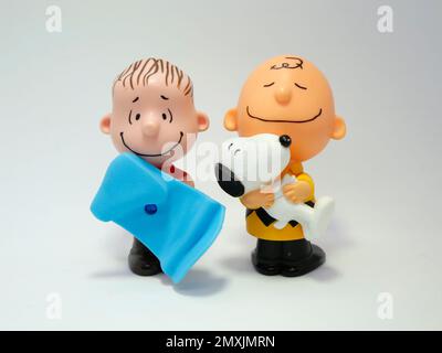 Freunde Charlie Brown, Snoopy und Linus. Comic Peanuts. Stockfoto