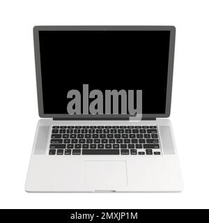 Ein 3D-Rendering eines Laptops auf weißem Hintergrund Stockfoto